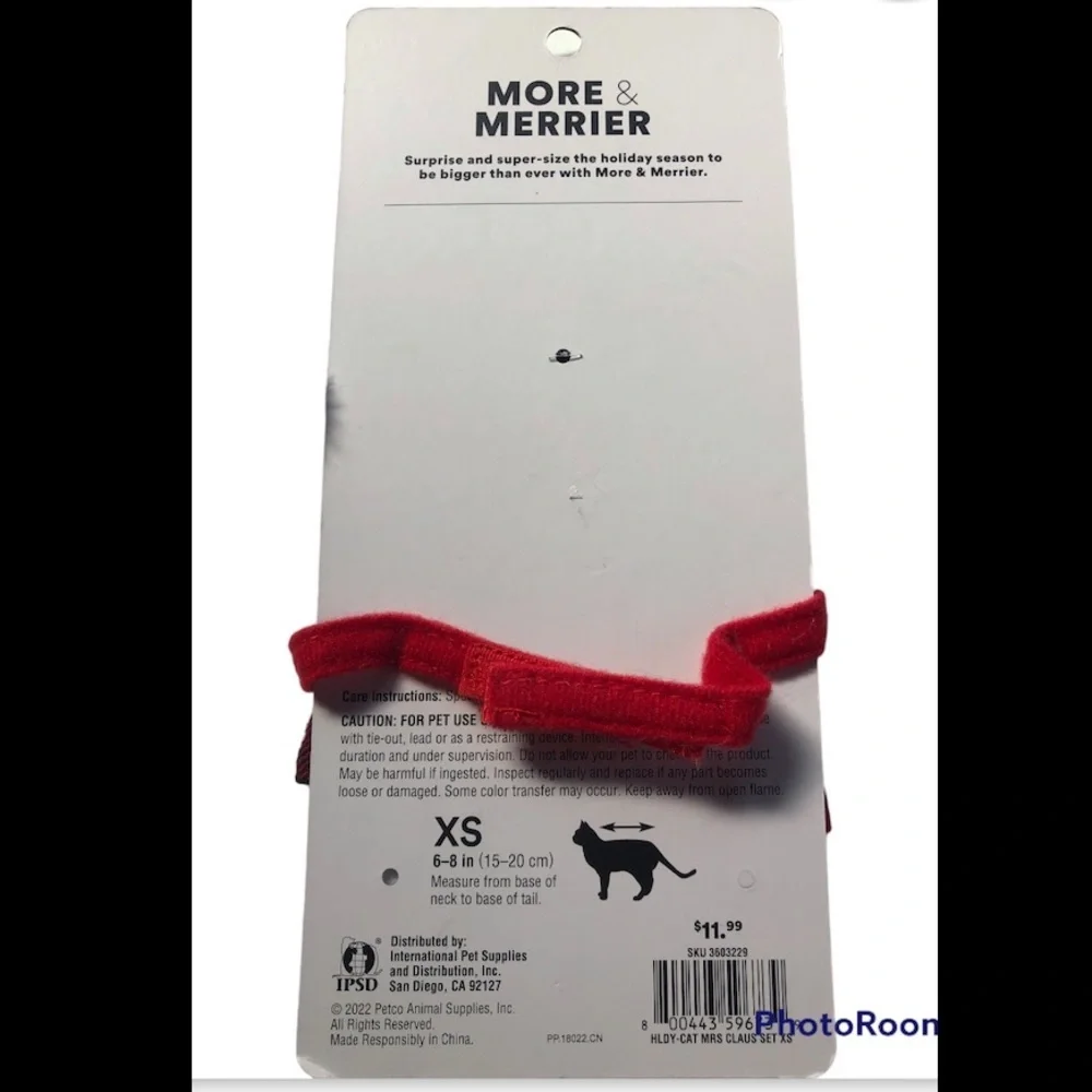 NWT kitten Mrs Claus Neck Hat Costume XS